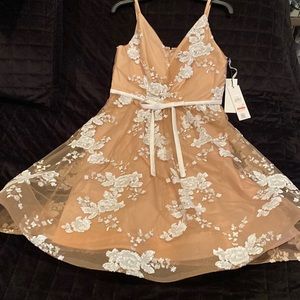 Calvin Klein sequin and mesh a-line dress